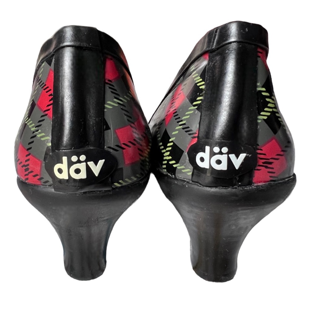 dav black green scot plaid pumps heels size 6 - Picture 3 of 10
